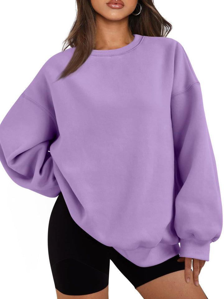 Women's Boxy Crewneck Sweatshirt with extra wide fit, raglan sleeves, and soft fleece lining Mune Fashion