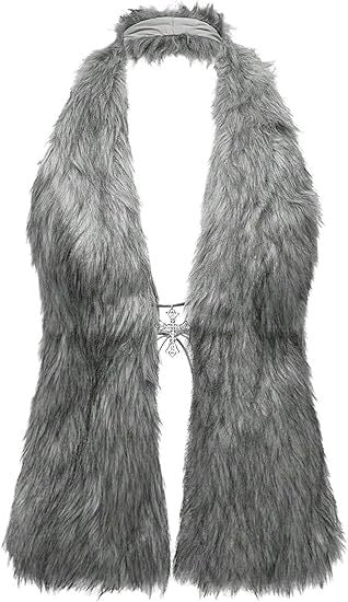 Women's Sleeveless Cropped Faux Fur Set with Mini Skirt and Fluffy Cuffs Mune Fashion