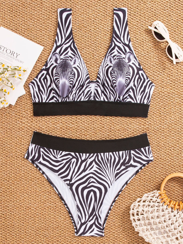Women's bikini set with eye-catching zebra pattern Mune Fashion