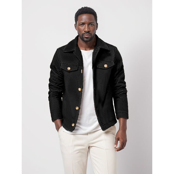 Men's Boucle Worker Jacket with Chest Pockets and Applied Buttons Mune Fashion
