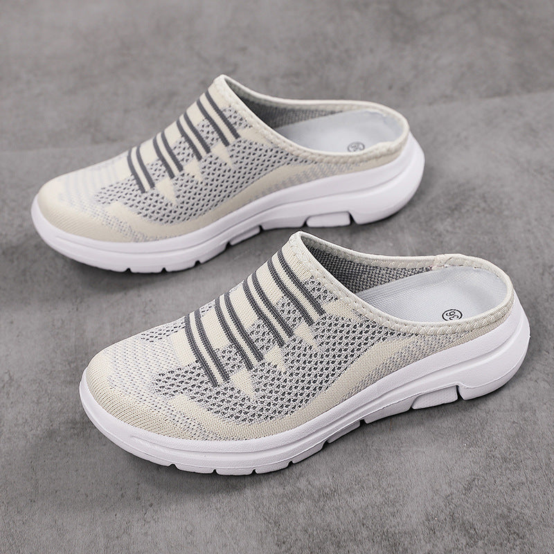 Women's ergonomic knitted mule with open heel, cushioned comfort insole, and flexible lightweight sole Mune Fashion
