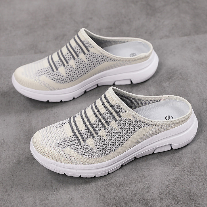 Women's ergonomic knitted mule with open heel, cushioned comfort insole, and flexible lightweight sole Mune Fashion