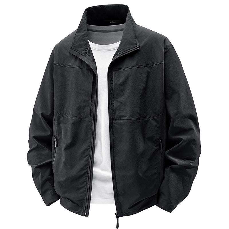 Men's lightweight urban windbreaker with standing collar, water-repellent fabric blend and concealed zippers Mune Fashion