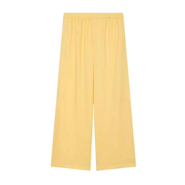 Women's Wide Palazzo Trousers with Elastic Waistband and Flowing Linen Mix Mune Fashion