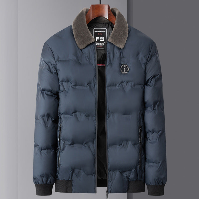 Men's quilted thermal jacket with faux fur collar windproof water-repellent and multiple zippered pockets Mune Fashion