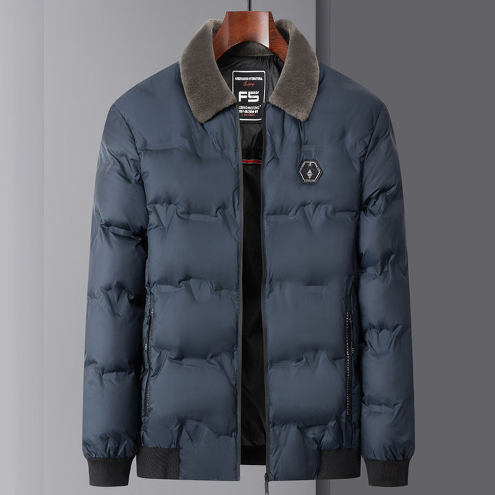 Men's quilted thermal jacket with faux fur collar windproof water-repellent and multiple zippered pockets Mune Fashion