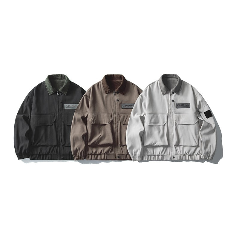 Women's Oversize Utility Jacket with Fleece Collar & Multifunctional Pockets Mune Fashion