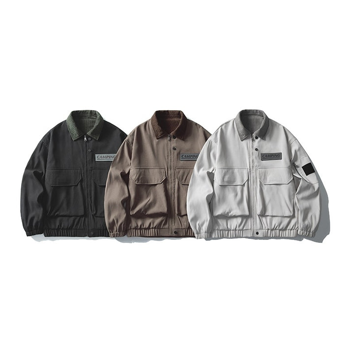 Women's Oversize Utility Jacket with Fleece Collar & Multifunctional Pockets Mune Fashion