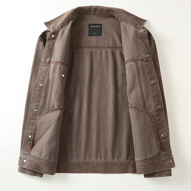 Men's denim jacket with classic cut and light vintage wash Mune Fashion