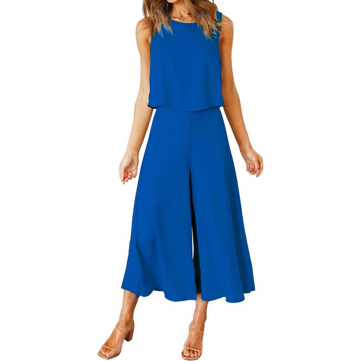 Women Airy Jumpsuit with Flowing Leg and Sleeveless Design Mune Fashion