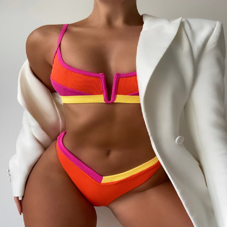 Women's Bikini Set with Fashionable V-Neck and Sporty Accents Mune Fashion