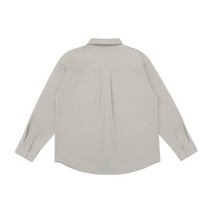 Unisex Oversize-Long Sleeve Shirt in Boxy Cut with Chest Pocket and Curved Hem Mune Fashion
