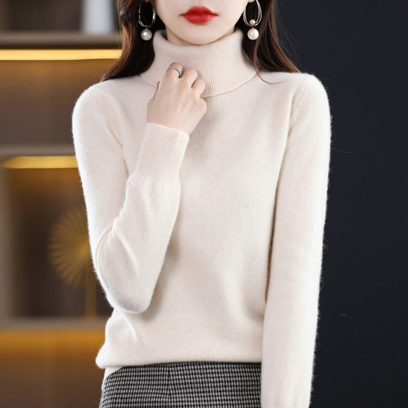 Women's Slim-Fit Turtleneck Sweater made of Cashmere-like Fine Knit with Soft Pile Mune Fashion