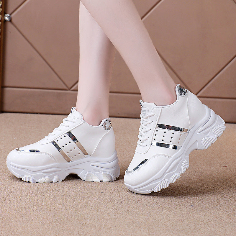 Ladies Fashion Platform Sneakers with Chunky Sole and Metallic Applications Mune Fashion