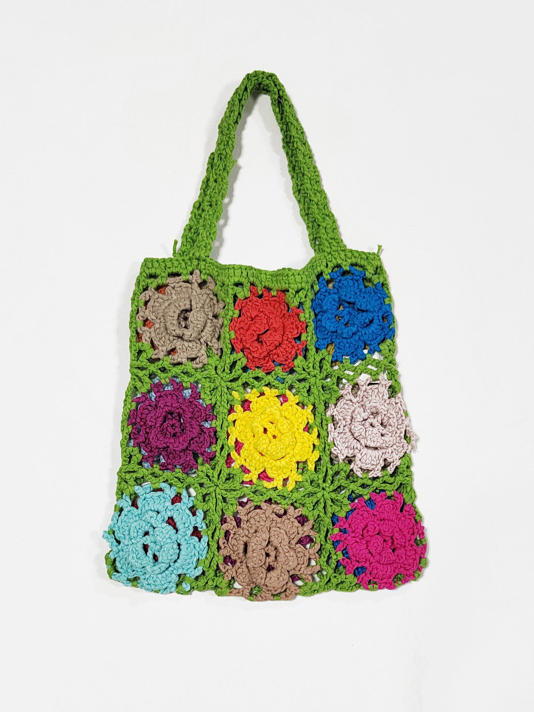 Women crocheted handbag with colorful flower pattern Mune Fashion