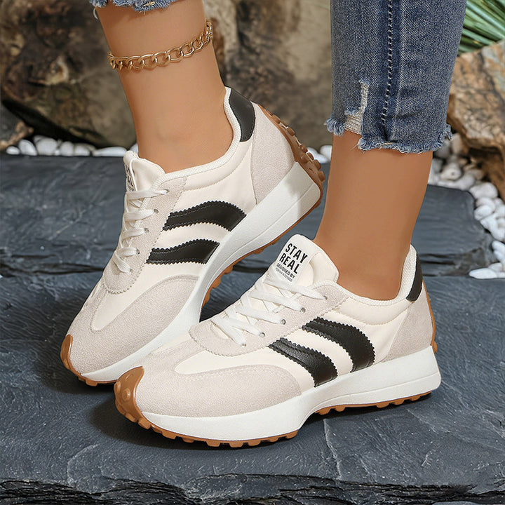 Women’s retro-inspired sneakers with suede overlays, nylon upper, and profile waffle sole Mune Fashion