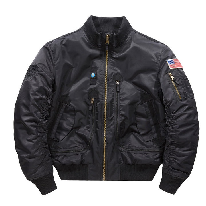 Men's military-style bomber jacket with multiple zip pockets and stand-up collar Mune Fashion