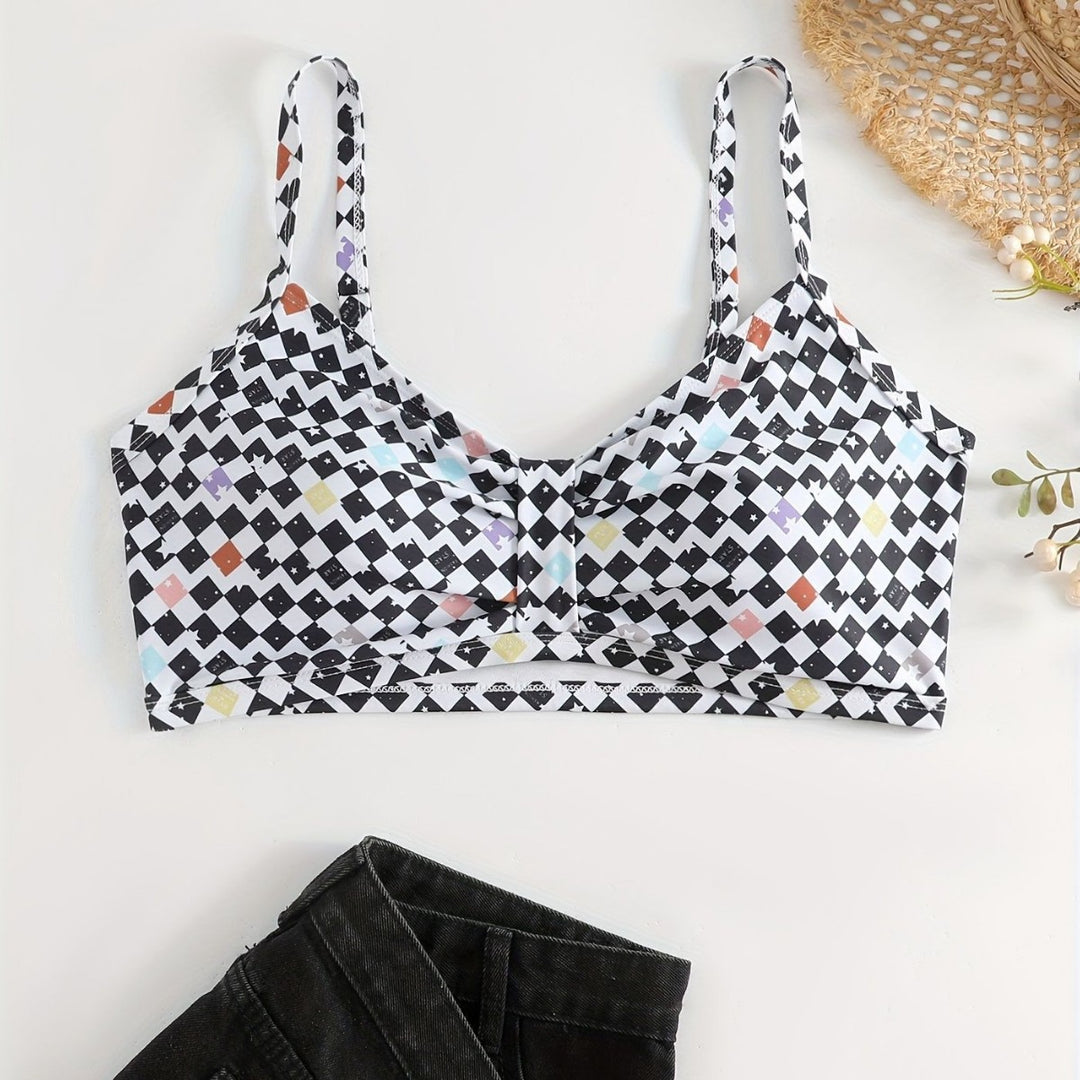 Women's Triangle Bikini Top with Modern Graphic Pattern Mune Fashion