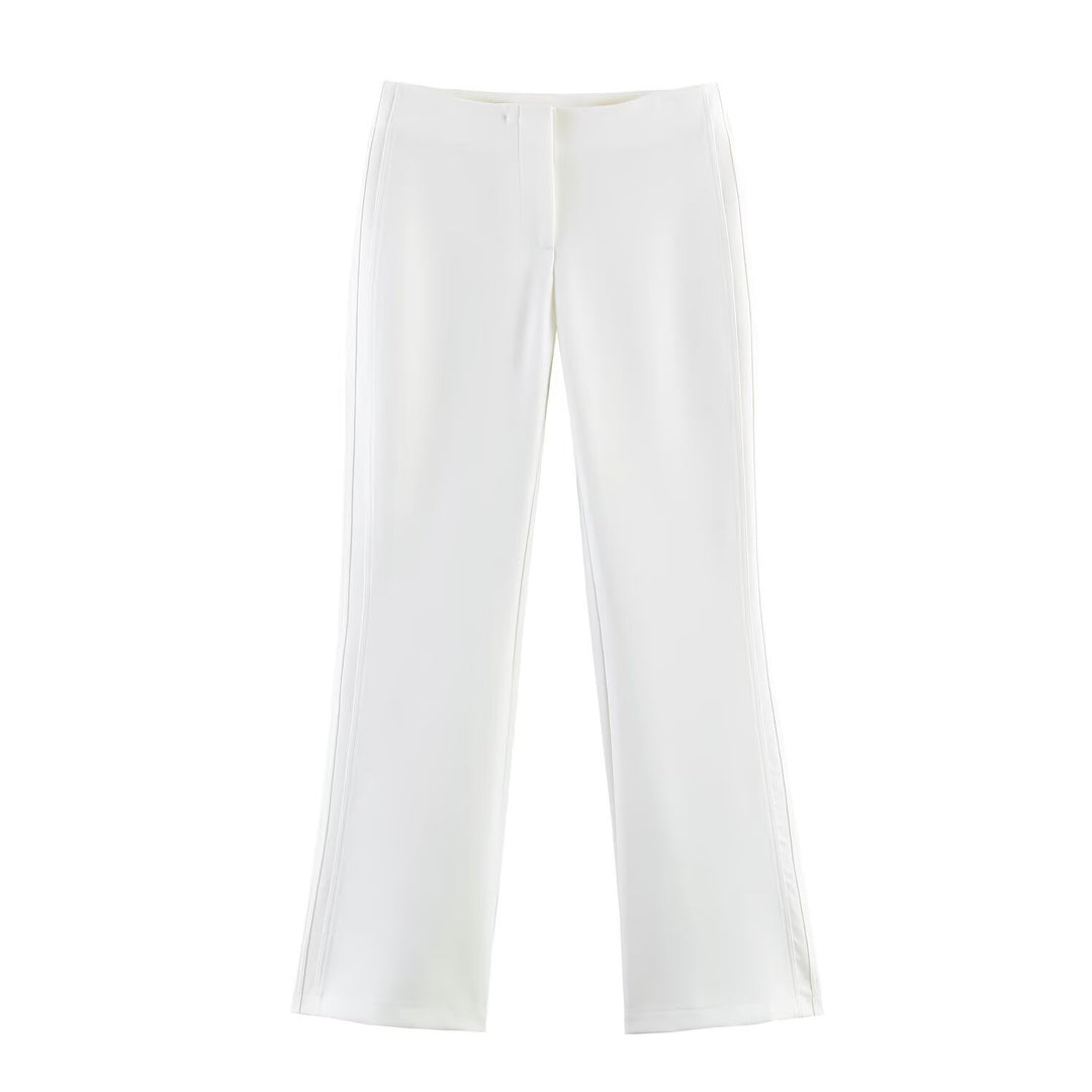 Women High-waisted Flared Trousers with Seam-Emphasized Sides and Stretch Mune Fashion