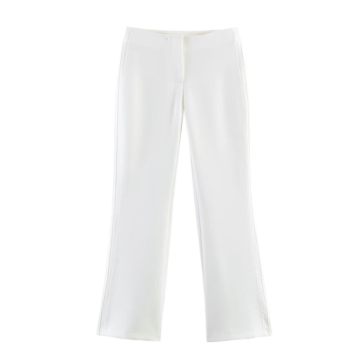 Women High-waisted Flared Trousers with Seam-Emphasized Sides and Stretch Mune Fashion