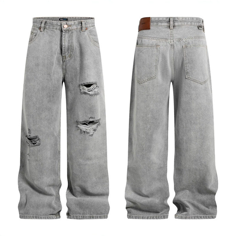 Women's wide high-waisted jeans in palazzo cut with destroyed details Mune Fashion