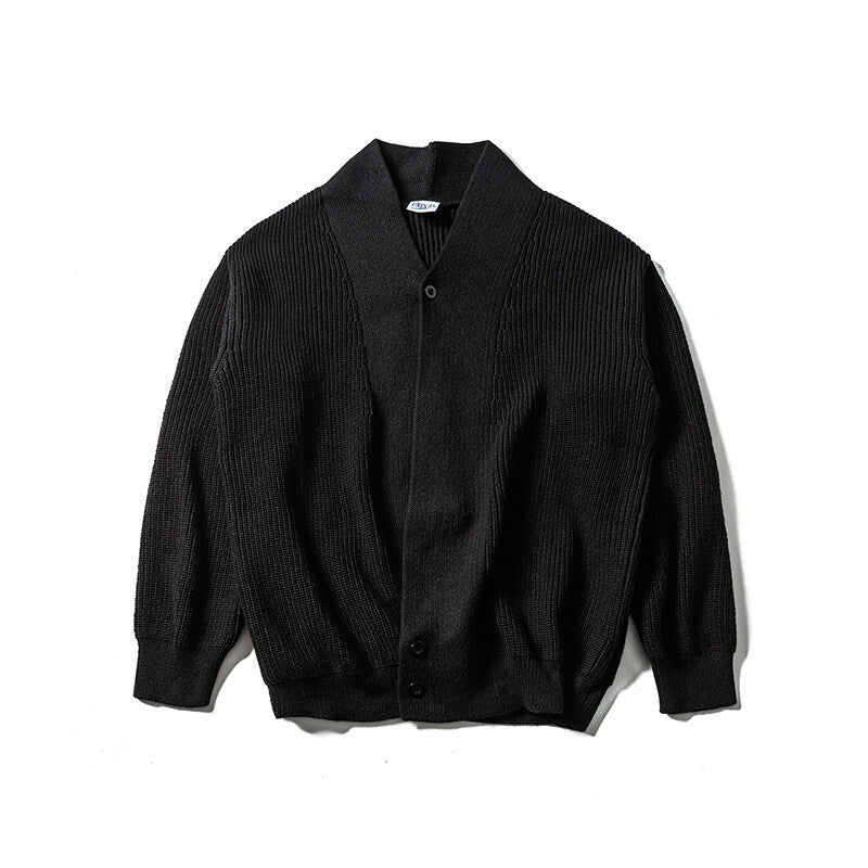 Men's knit cardigan with shawl collar and asymmetrical button placket Mune Fashion