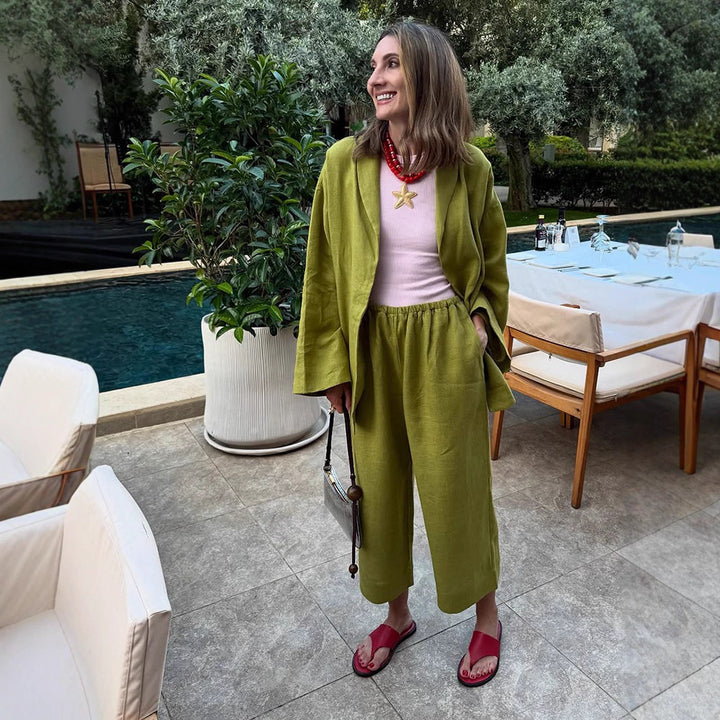 Women's Oversized Wrap Blazer with Safety Pin & Wide Suit Trousers Mune Fashion