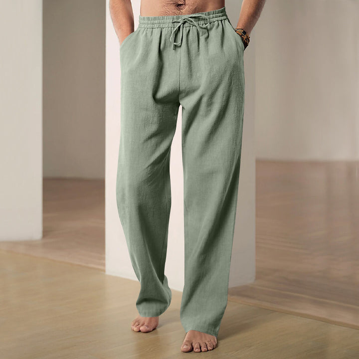 Men's comfortable linen lounge pants with extra wide leg, adjustable drawstring waistband, and breathable summer quality Mune Fashion