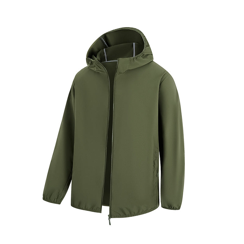 Men's Lightweight Water-Repellent Hooded Jacket with Concealed Zipper and Drawstring Mune Fashion