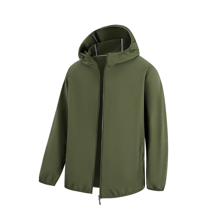 Men's Lightweight Water-Repellent Hooded Jacket with Concealed Zipper and Drawstring Mune Fashion