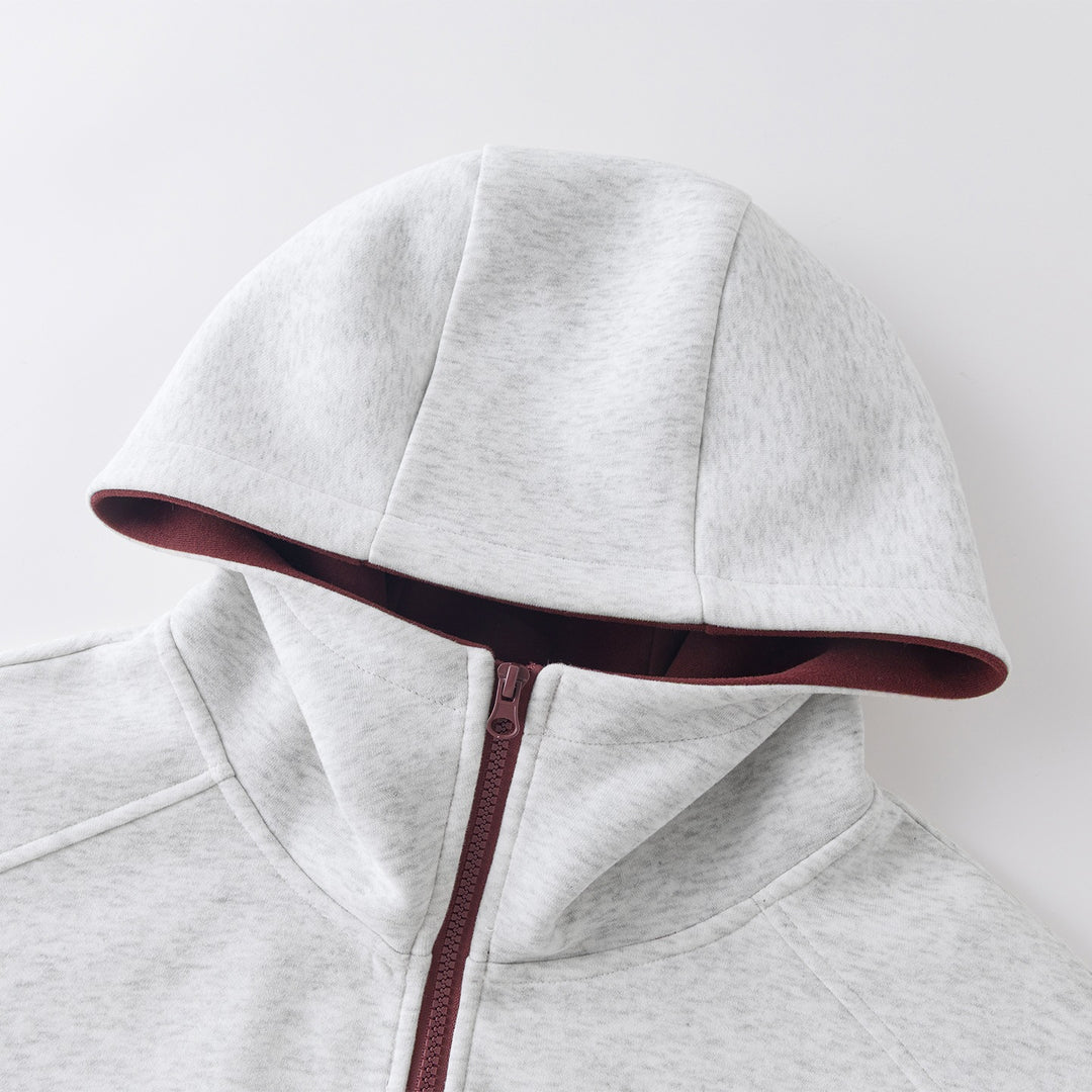 Men's Boxy Short Hooded Jacket with Contrasting Lining and Continuous Zipper Mune Fashion