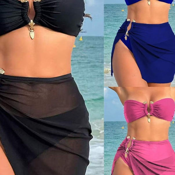 Women's Bandeau Bikini Set with Fashionable Wrap Skirt Mune Fashion