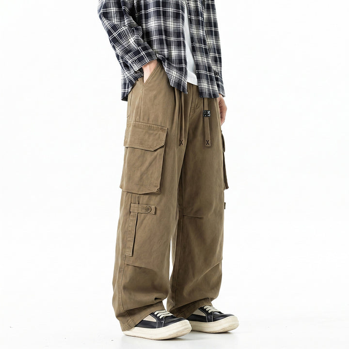 Herren Extraweite Baggy-Cargo-Hose mit Elastikbund, Tunnelzug und Mehrfach‑Utility‑Taschen Mune Fashion