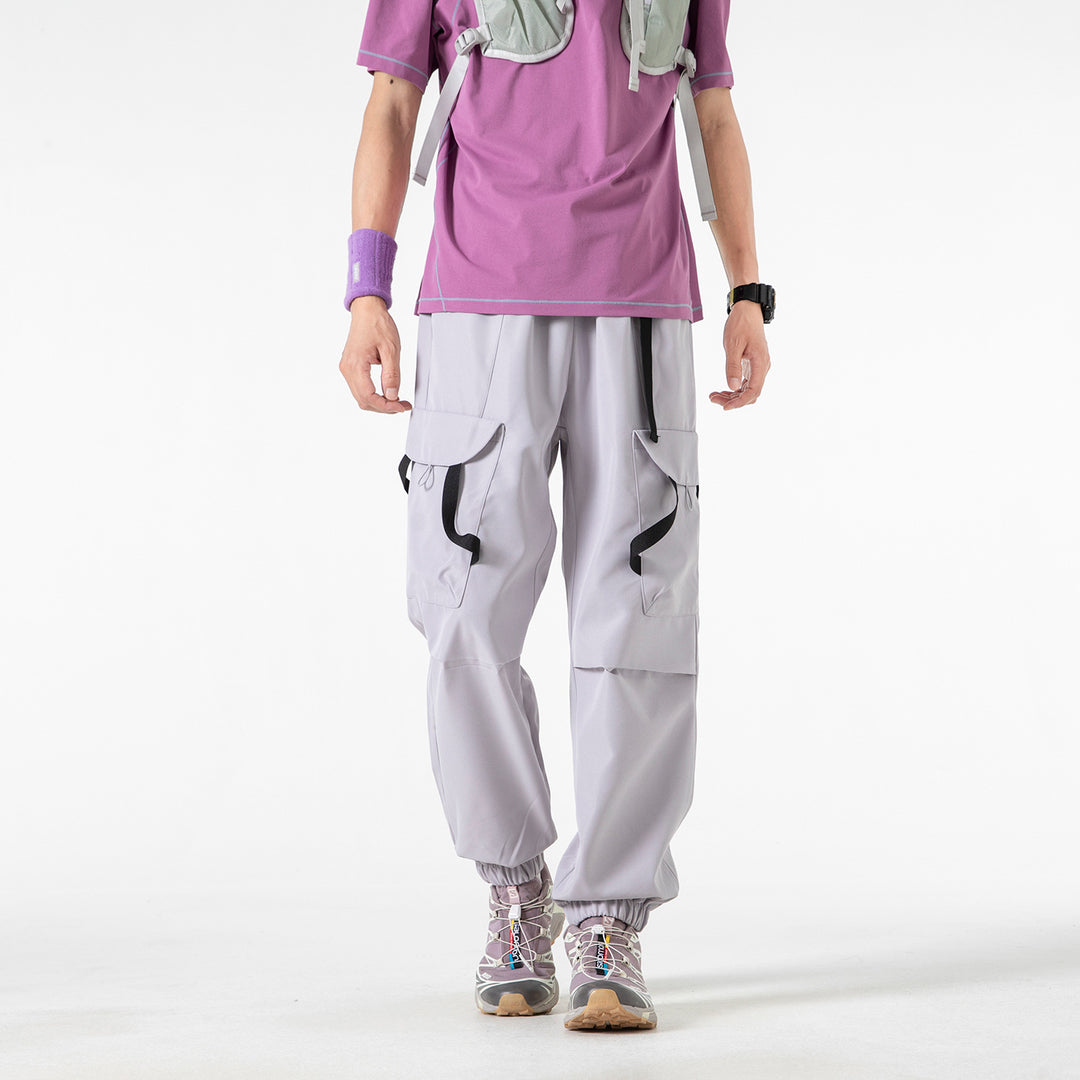 Men's utility cargo jogger pants with elastic waistband, flap pockets and adjustable straps Drune