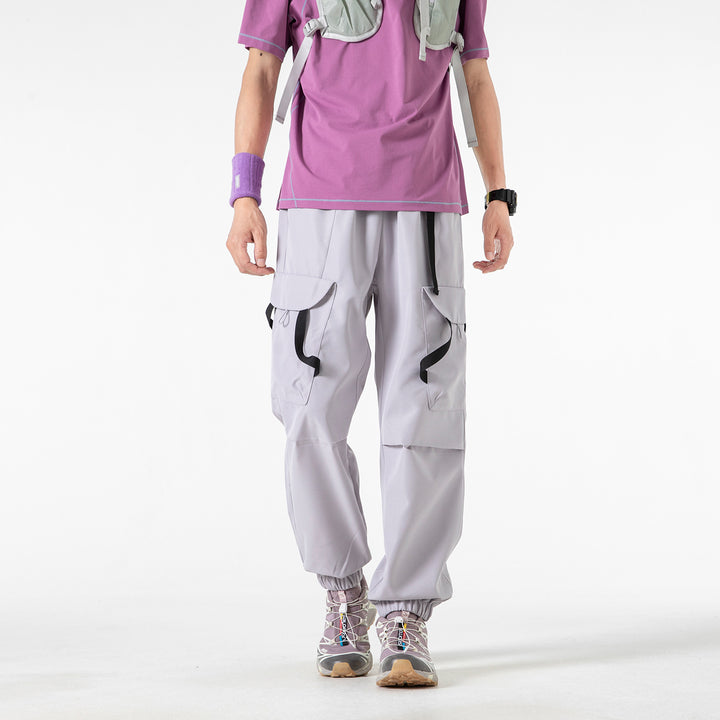 Men's utility cargo jogger pants with elastic waistband, flap pockets and adjustable straps Drune