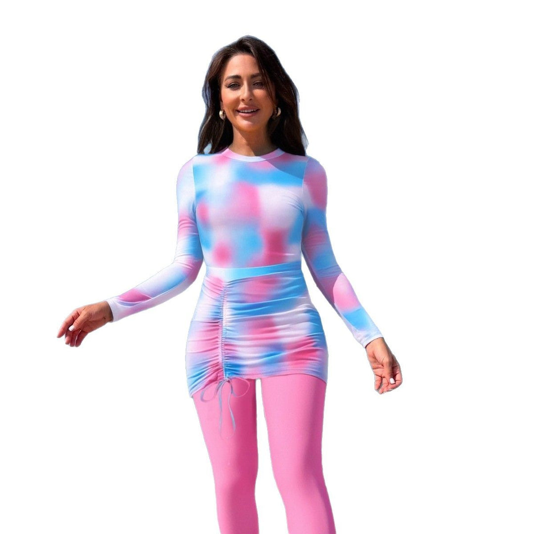 Women's sporty long-sleeve swimsuit with ruching Mune Fashion