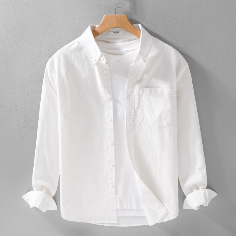 Men's Soft-Touch Layering Shirt made of Cotton Oxford with Inner Shirt, Kent Collar and Chest Pocket Mune Fashion