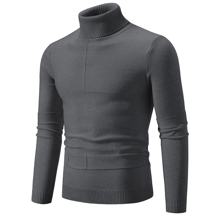 Men's fine turtleneck sweater with textured seams, slim-fit and ribbed cuffs Mune Fashion
