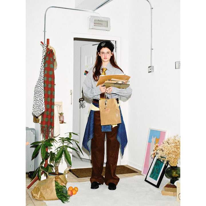 Unisex Oversized Check Shirt in Relaxed Fit with Rounded Hem