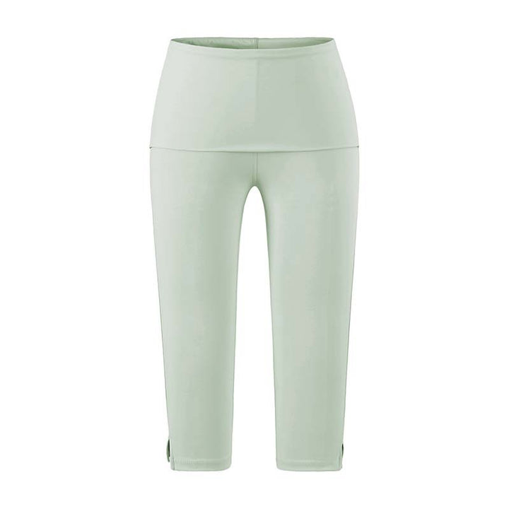 Women's capri leggings with high fold-over waistband, shaping effect and side leg slit Mune Fashion