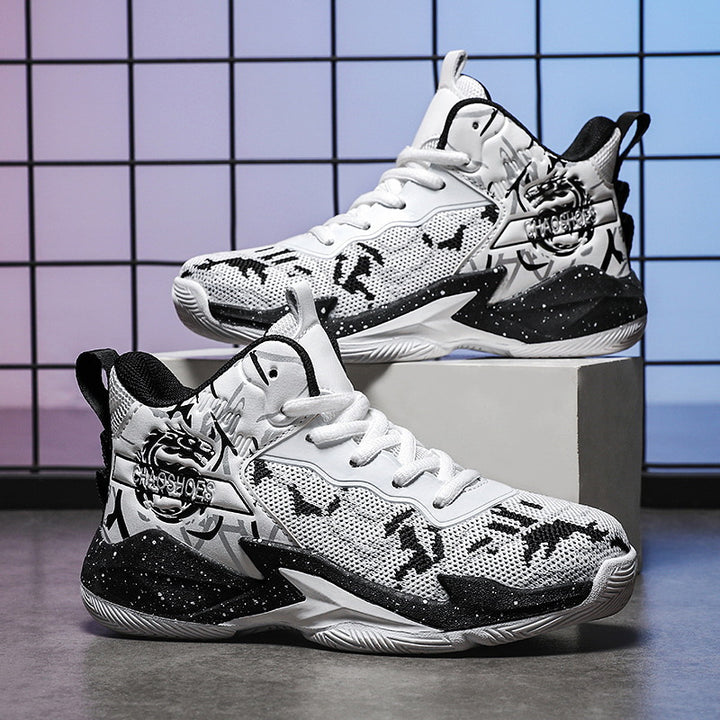 Men's High-Top Basketball Sneaker with Knitted Mesh Upper, Sturdy Heel Cap, and Grippy Profile Sole Mune Fashion