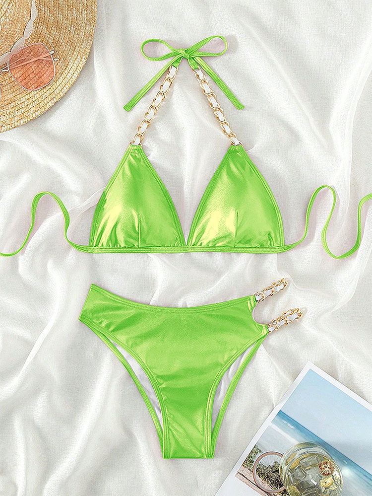 Women's Triangle Bikini with Gold Chain Details Mune Fashion