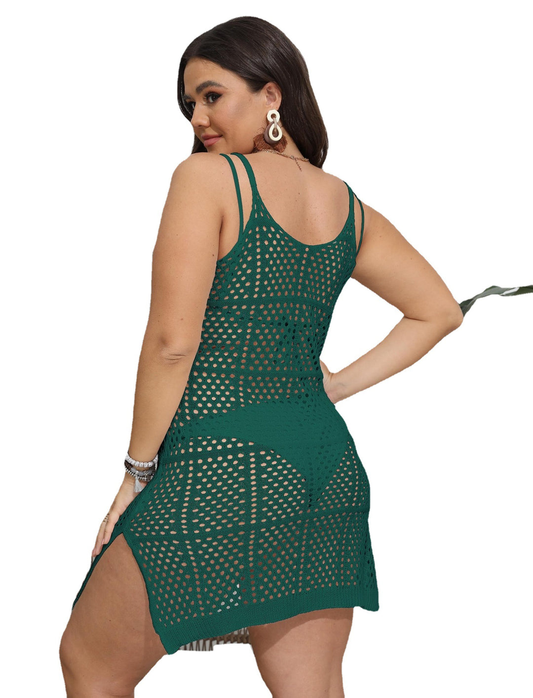 Women's crocheted beach cover-up with geometric lace pattern Mune Fashion