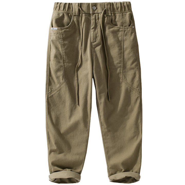 Men's Utility Cargo Pants with Elastic Waistband, Drawstring and Patch Pockets Mune Fashion