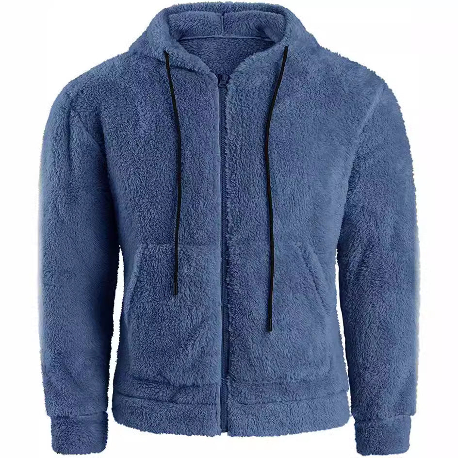 Men's teddy plush zip hoodie with oversized hood, concealed zipper, and side pockets Mune Fashion