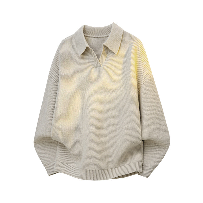 Women's Oversize Knit Polo with Open V-Neck, Raglan Sleeves & Extended Back Hem Mune Fashion