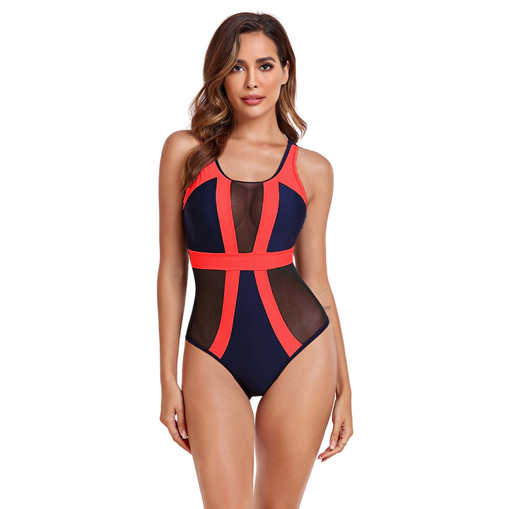Women's Sporty One-Piece Swimsuit with Modern Mesh Design Mune Fashion
