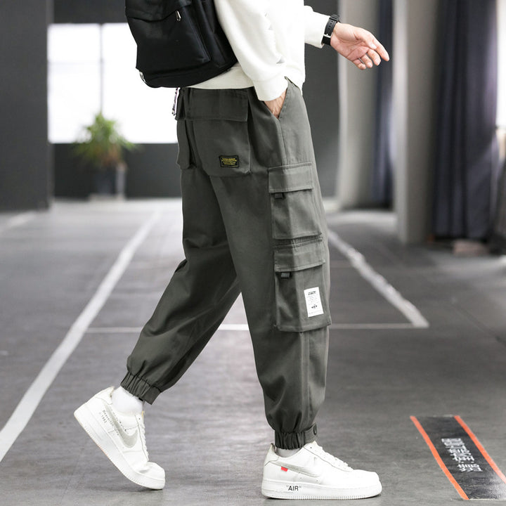 Men's nan cargo jogger pants with multiple patch pockets, elastic waistband, and gathered ankles Mune Fashion