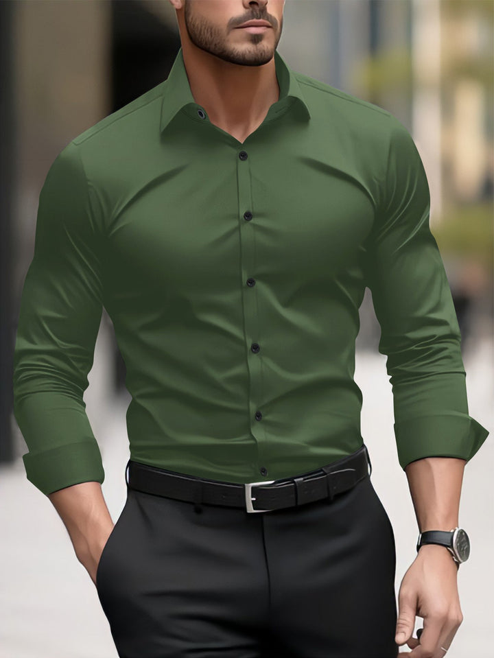 Men's Slim-Fit Long Sleeve Shirt with Modern Cut and Elegant Accents Mune Fashion