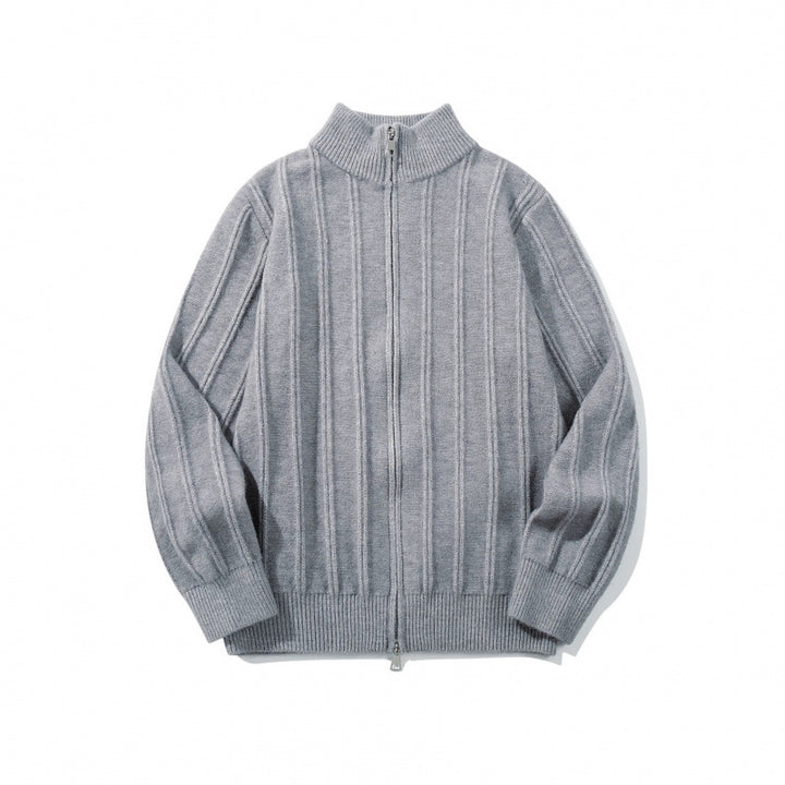 Unisex Zip Sweater with Stand-Up Collar and Vertical Structure Mune Fashion